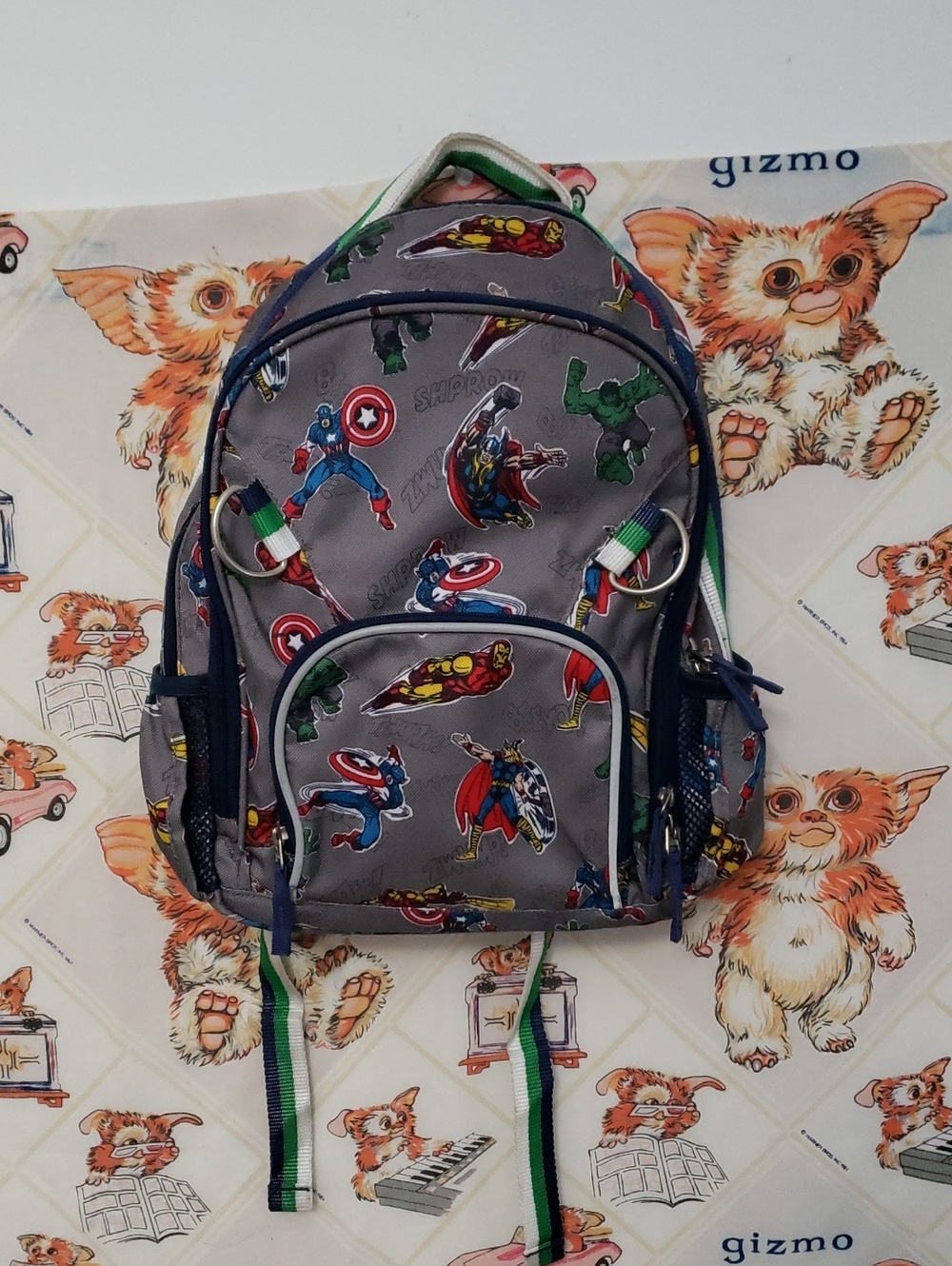 Pottery Barn Kids Gray Marvel Superhero Backpack Captain America, Iron Man, Thor